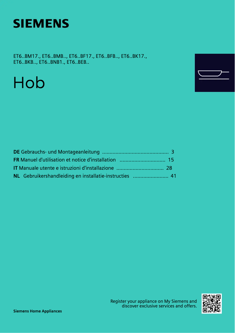 Page n°1 - Manuel utilisateur Siemens ET61RBKB8E