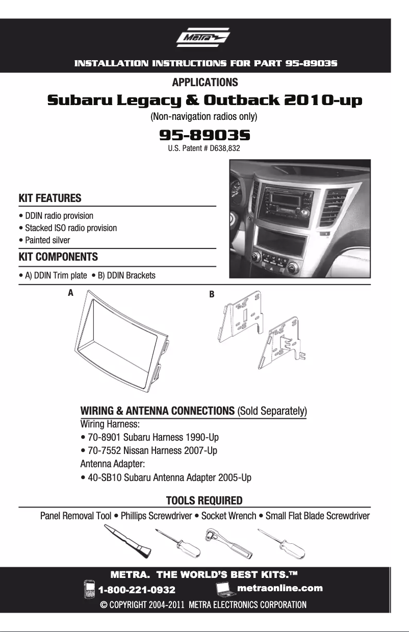 Page n°1 - Manuel utilisateur Metra 95-8903S
