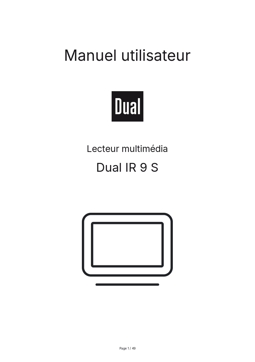 Page n°1 - Manuel utilisateur Dual IR 9 S