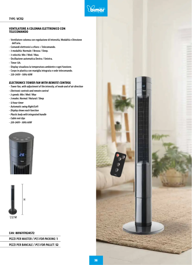 Page n°1 - Fiche technique Bimar VC112