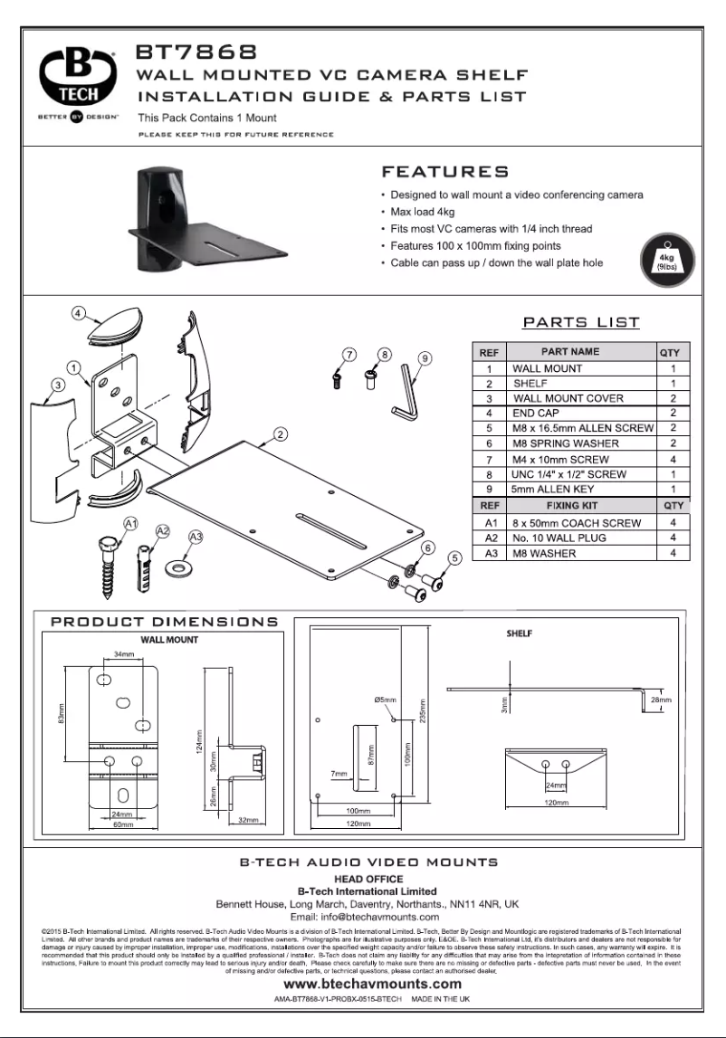 Image de la première page du manuel de l'appareil BT7868
