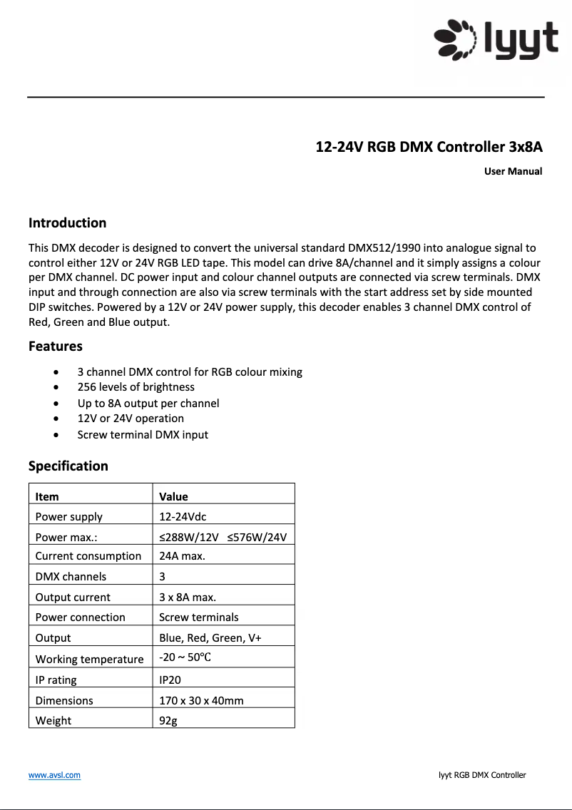 Image de la première page du manuel de l'appareil DIYH-RGB30