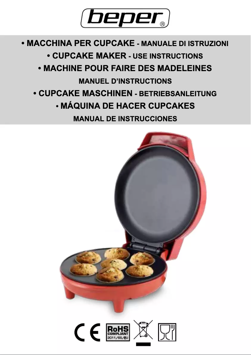 Page 1 de la notice Manuel utilisateur Beper Retro Cupcake Maker 90.498