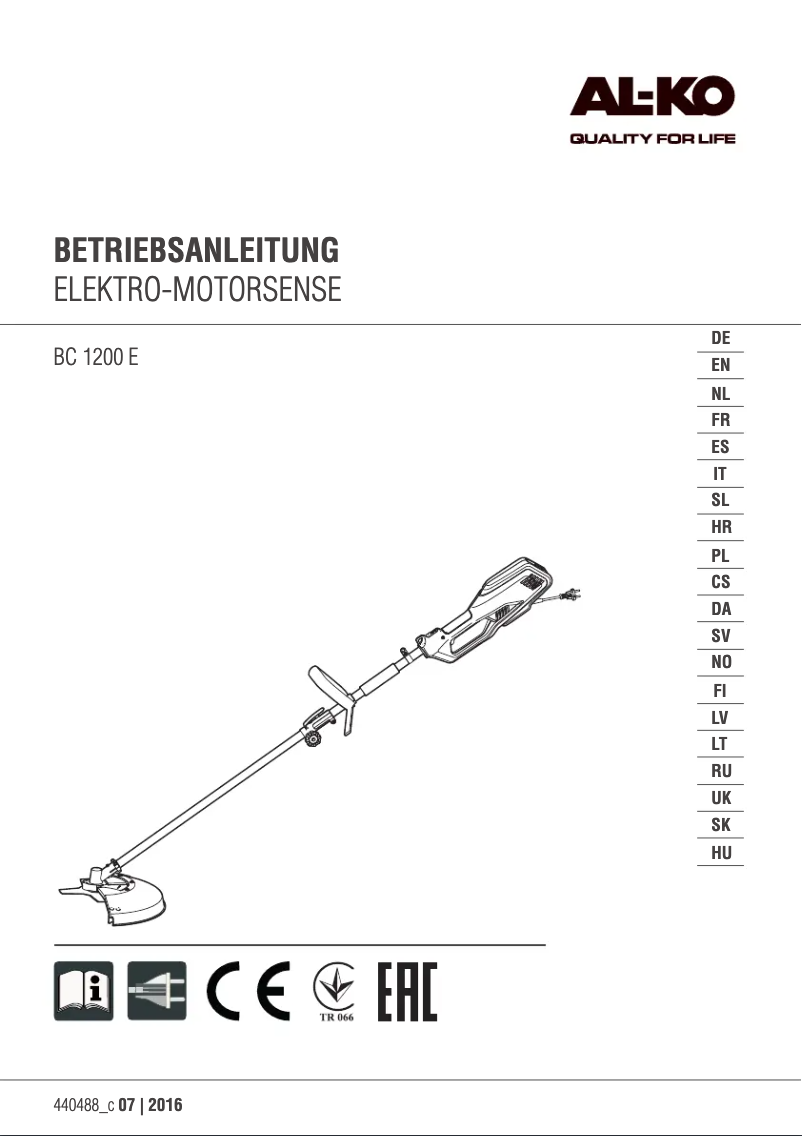 Page 1 de la notice Manuel utilisateur AL-KO BC 1000 E