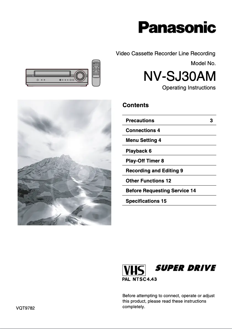 Page 1 de la notice Manuel utilisateur Panasonic NV-SJ30