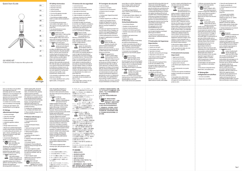 Page 1 de la notice Manuel utilisateur Behringer Go Video Kit