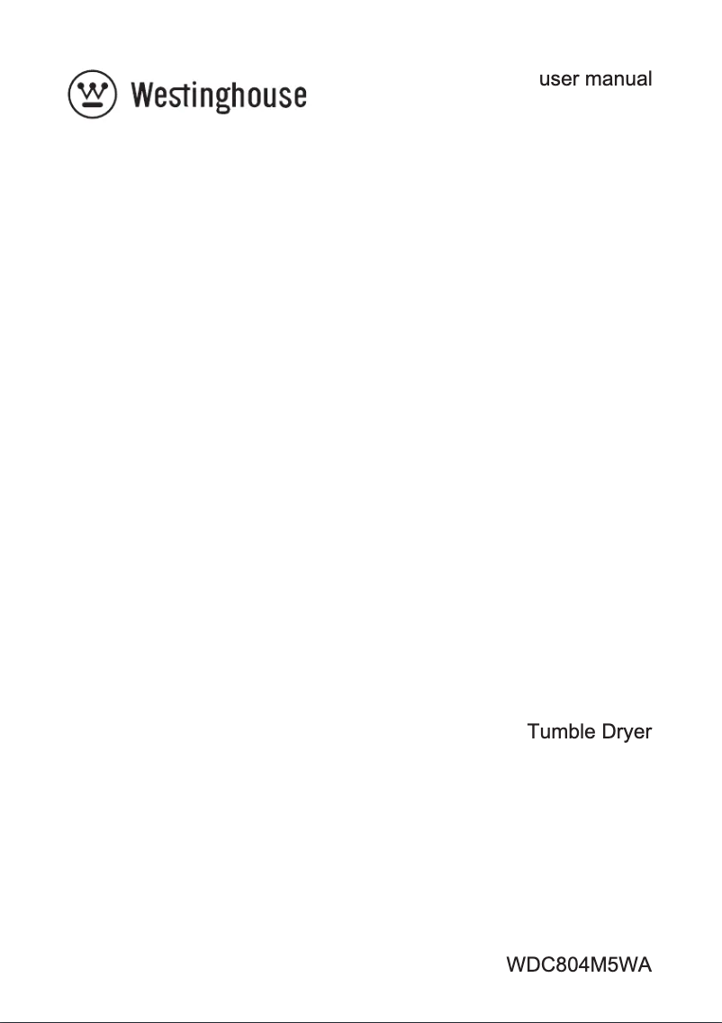 Page n°1 - Manuel utilisateur Westinghouse WDC804M5WA