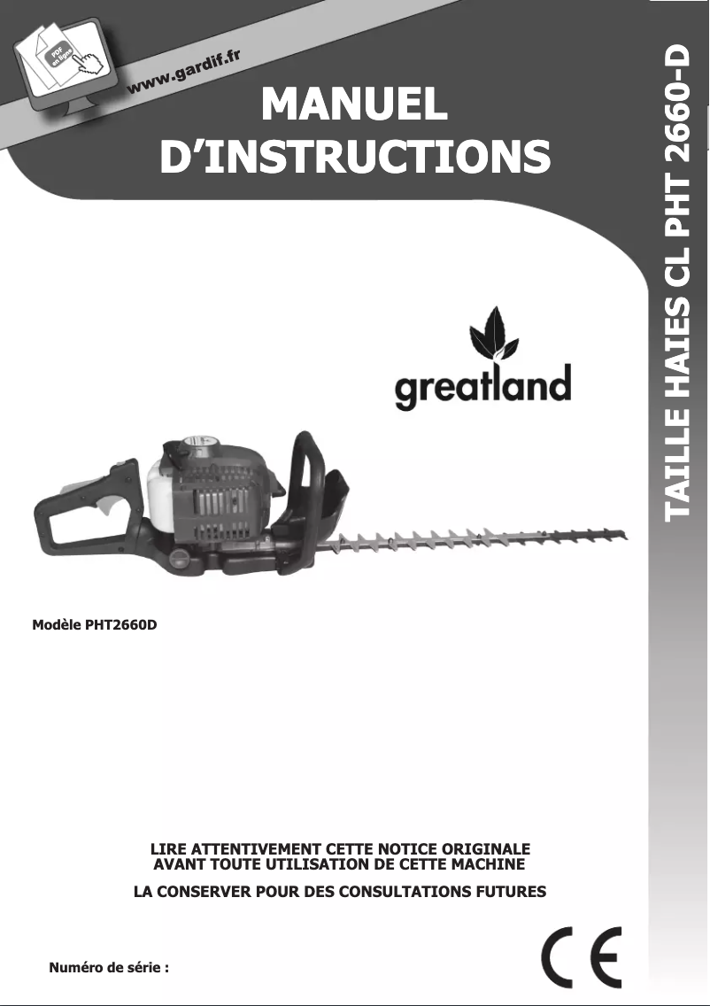 Page 1 de la notice Manuel utilisateur Greatland CL PHT 2660-D