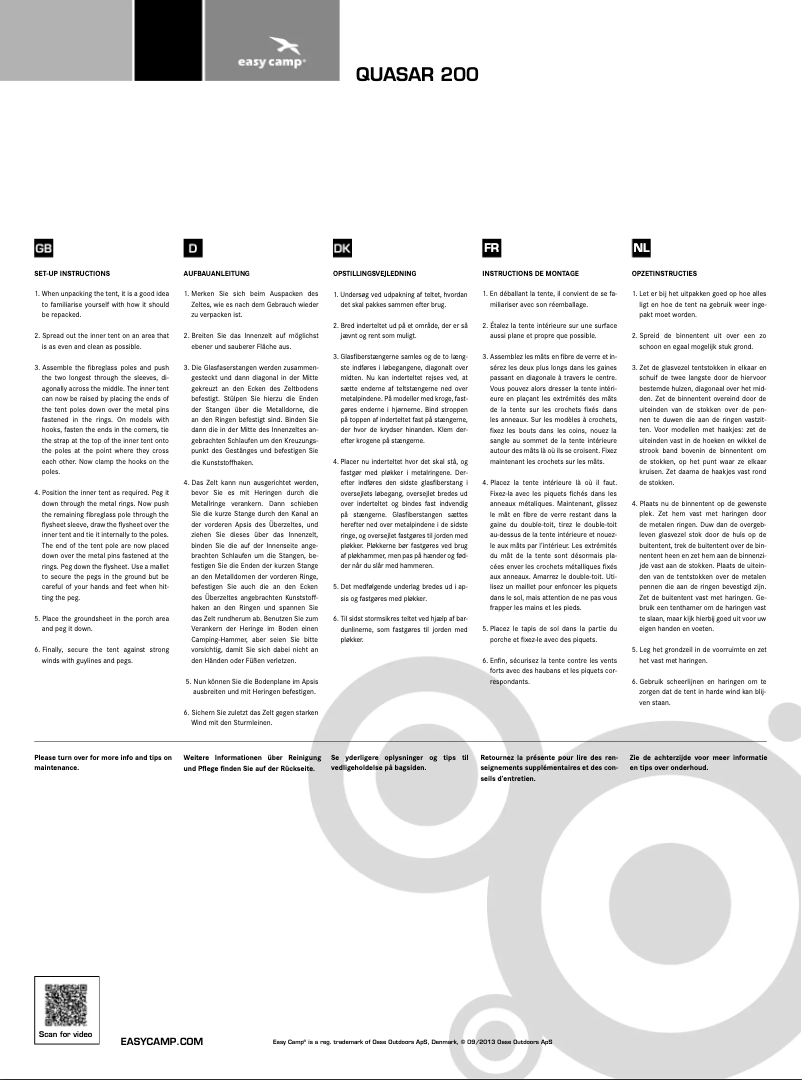 Página 1 del manual Manual de usuario Easy Camp Explorer Quasar 200