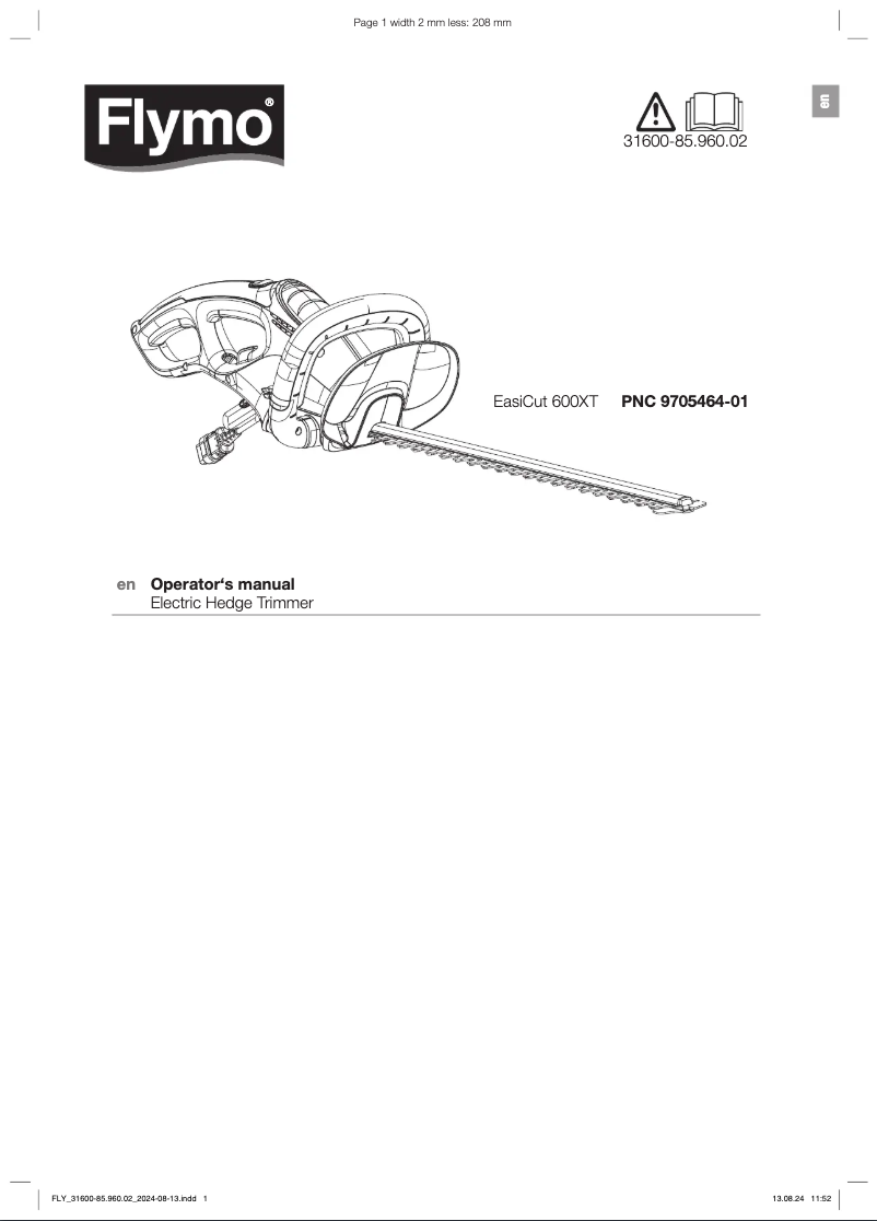 Image de la première page du manuel de l'appareil EasiCut 600XT
