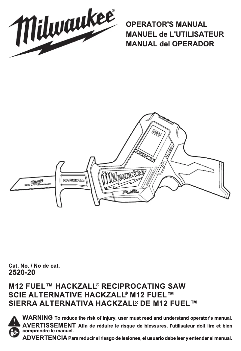 Page n°1 - Manuel utilisateur Milwaukee 2520-20