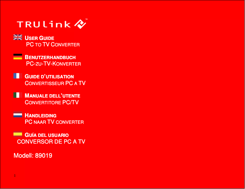 Page n°1 - Manuel utilisateur C2G 89019