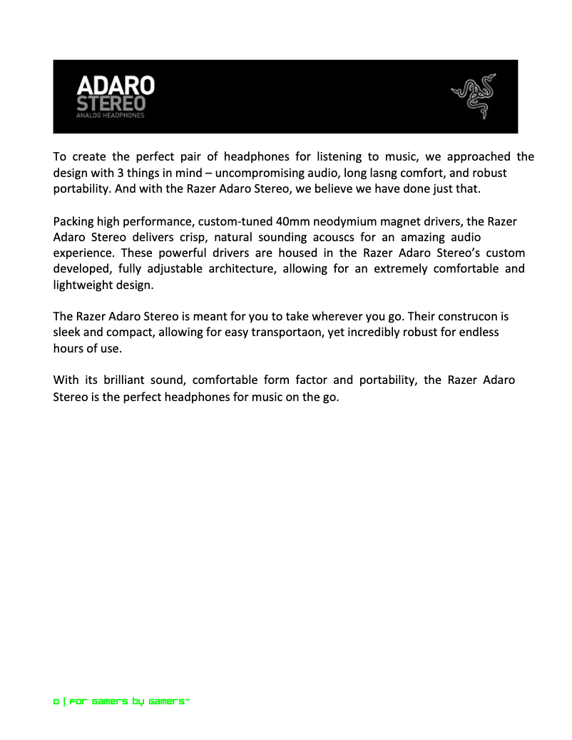 Image de la première page du manuel de l'appareil Adaro Stereo