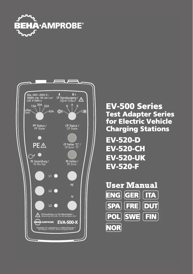 Page 1 de la notice Manuel utilisateur Beha-Amprobe EV-520-UK