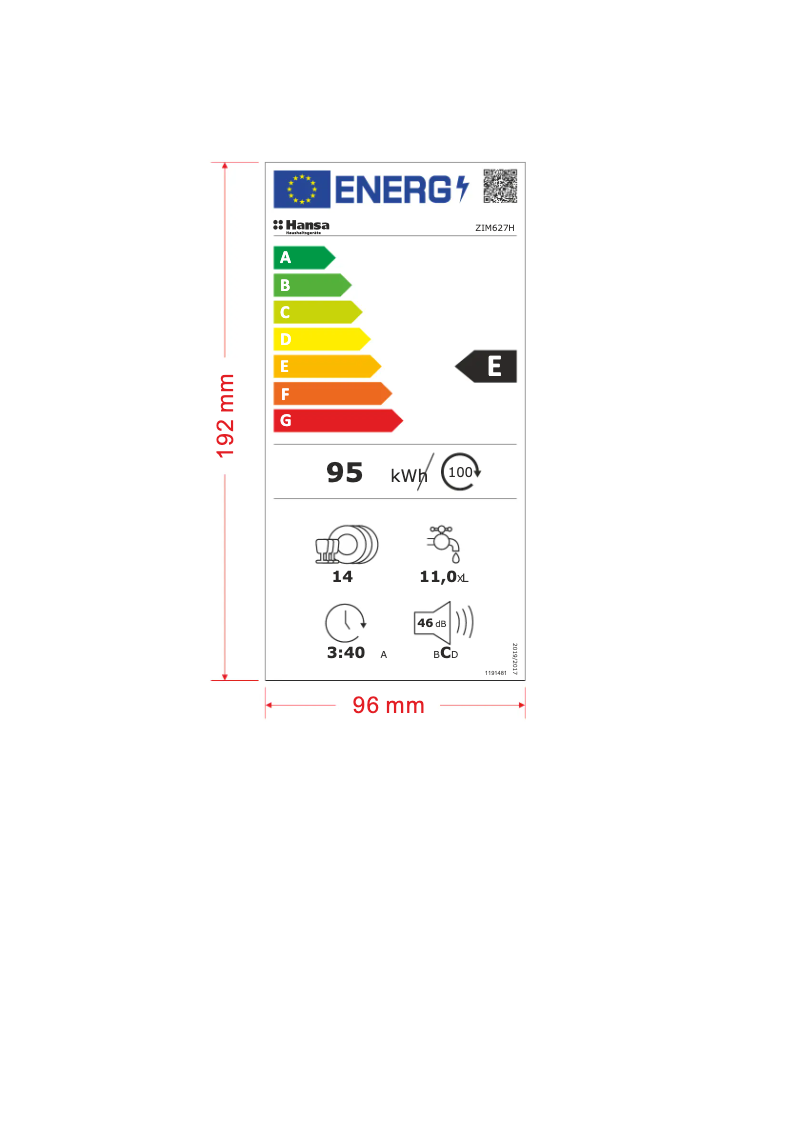 Page n°1 - Label énergétique Hansa ZIM627H