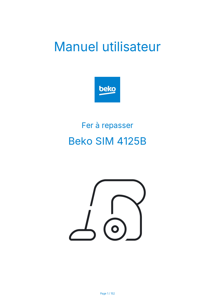 Page n°1 - Manuel utilisateur Beko SIM 4125B
