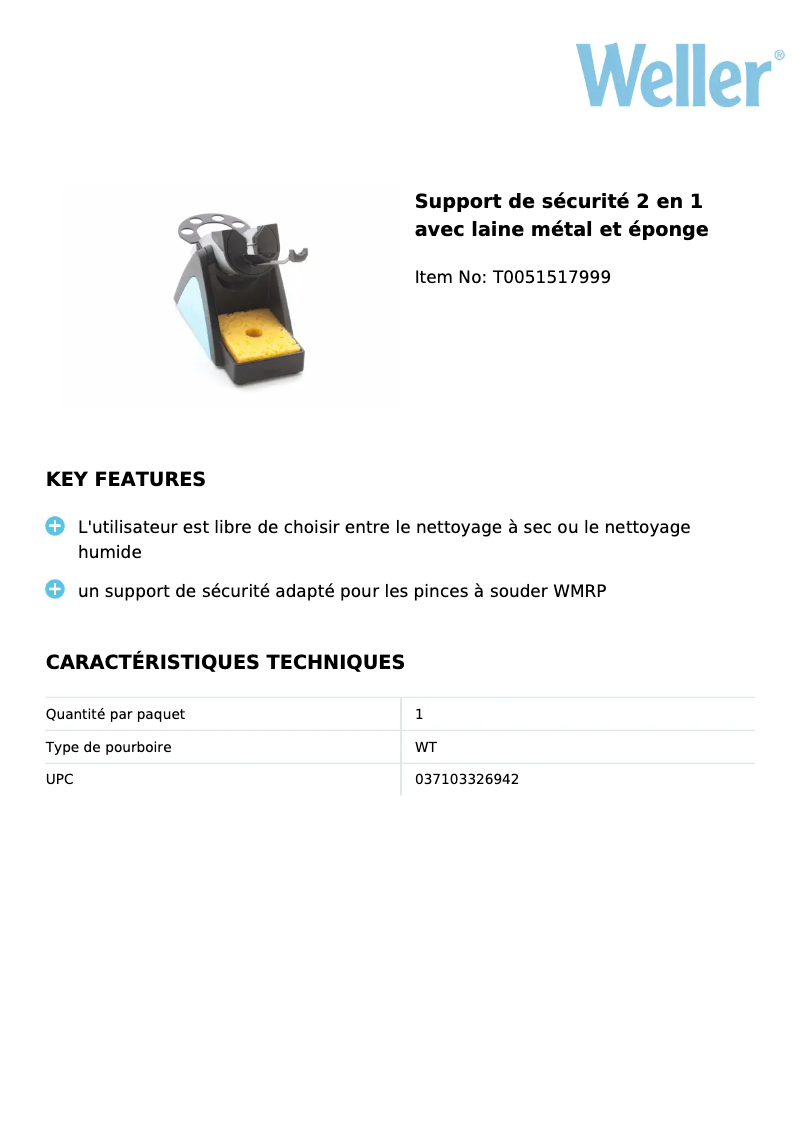 Page n°1 - Fiche technique Weller WSR 205