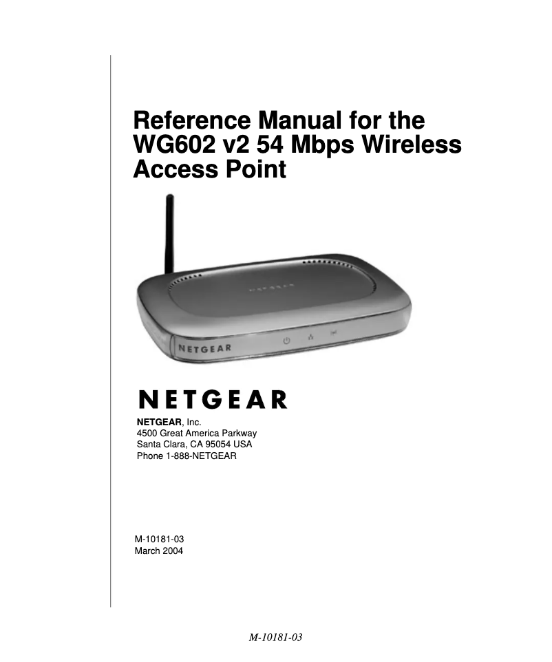 Page 1 de la notice Manuel utilisateur Netgear WG602v2