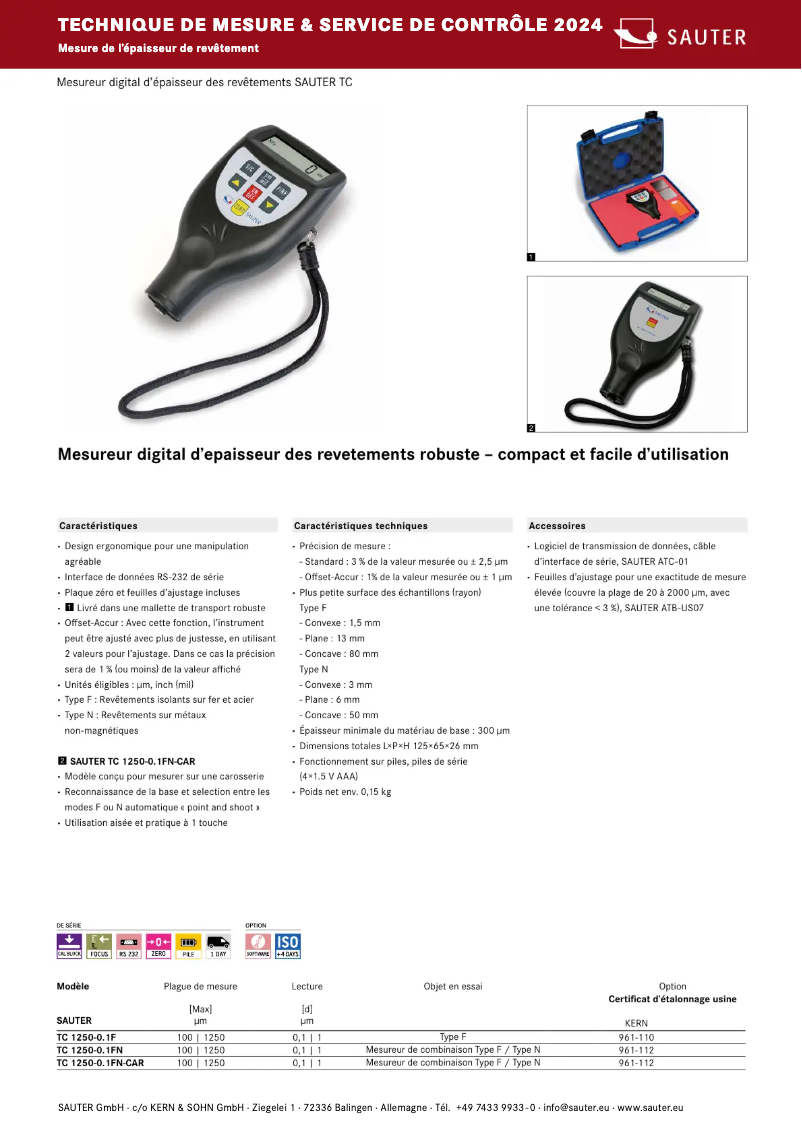 Page 1 de la notice Brochure Sauter TC 1250-0.1FN-CAR