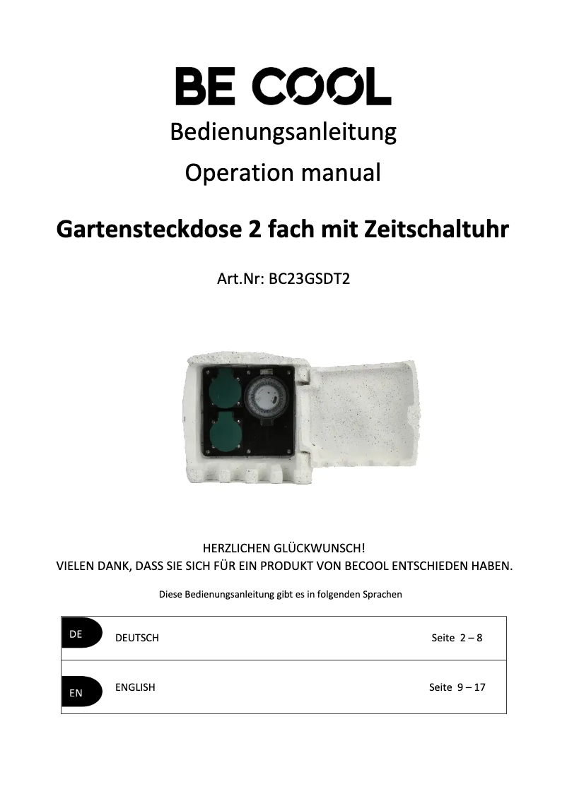 Página 1 del manual Manual de usuario Be Cool BC23GSDT2