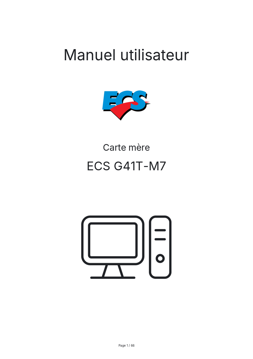 Page n°1 - Manuel utilisateur ECS G41T-M7