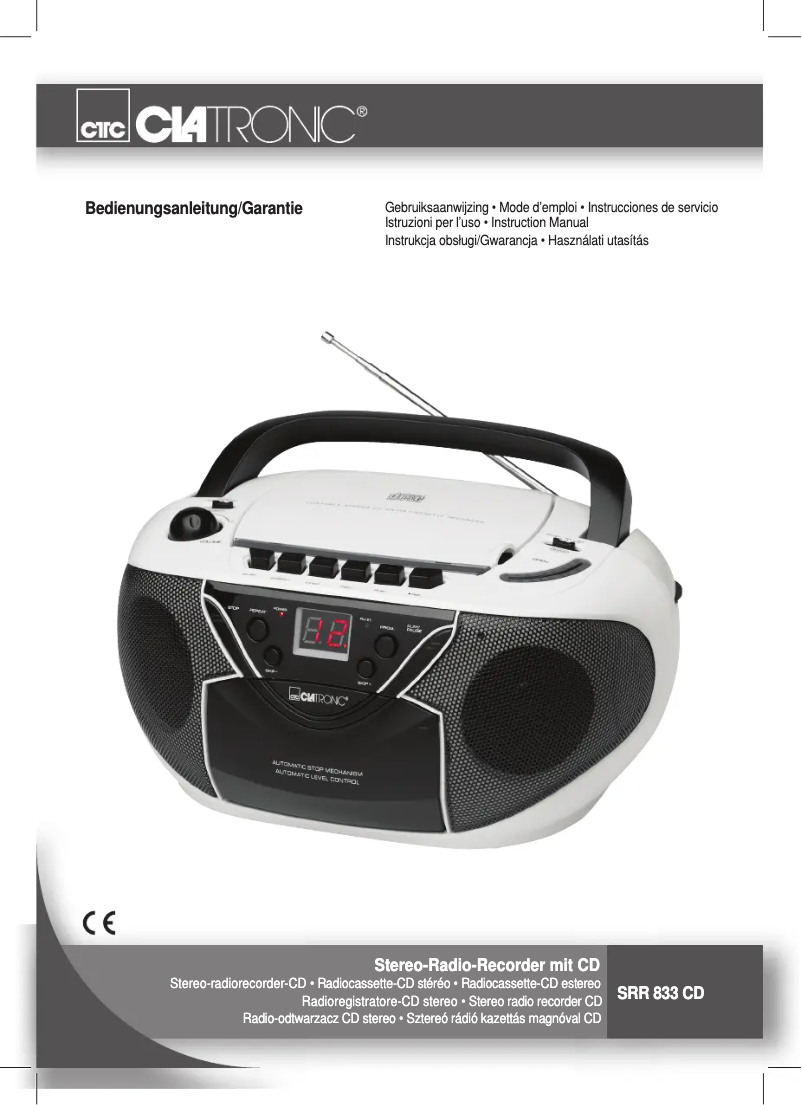 Page 1 de la notice Manuel utilisateur Clatronic SRR 833