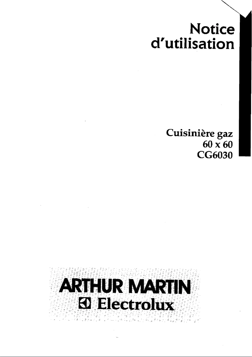Page 1 de la notice Manuel utilisateur Arthur Martin-Electrolux CG6030B1