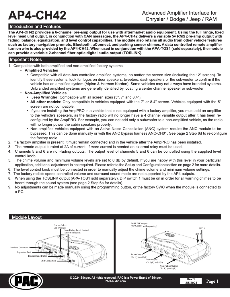 Page n°1 - Manuel utilisateur PAC AP4-CH42