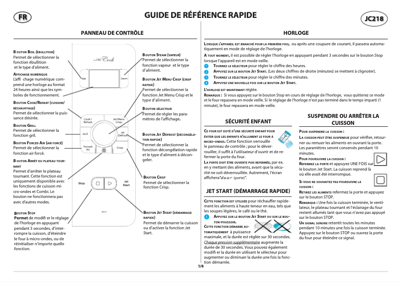 Page n°1 - Manuel utilisateur Whirlpool JC 218 WH