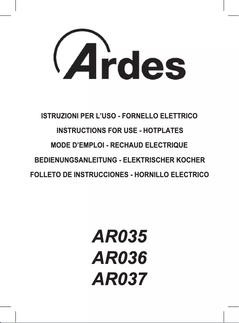 Page 1 de la notice Instructions / montage Ardes AR035
