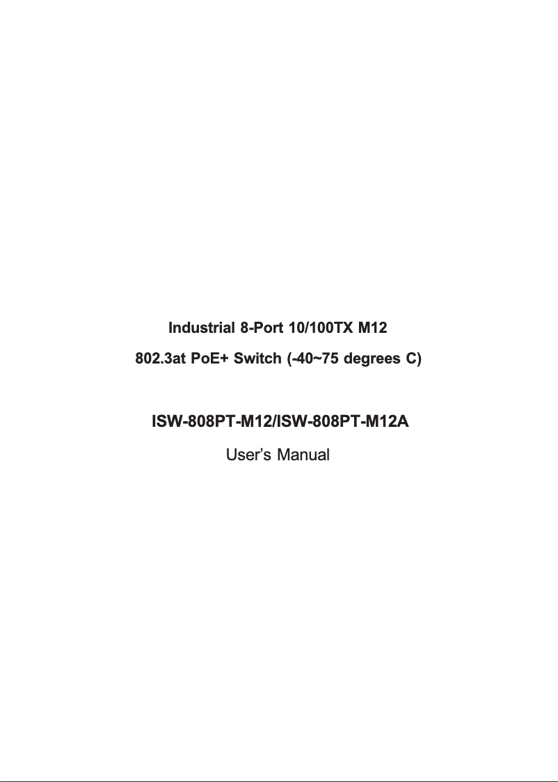 Page n°1 - Manuel utilisateur Planet ISW-808PT-M12A