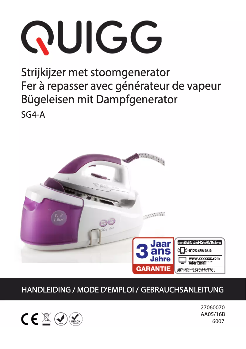 Page n°1 - Manuel utilisateur Quigg SG4-A-6007