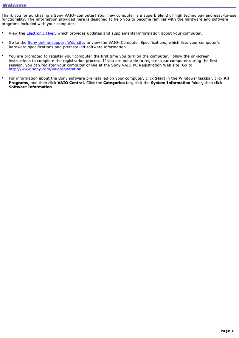 Página 1 del manual Manual de usuario Sony Vaio VGC-RB58G