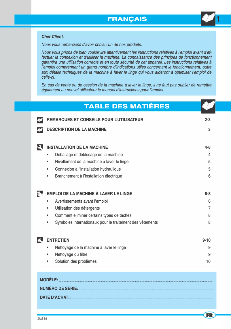 Page 1 de la notice Manuel utilisateur Ardo A800
