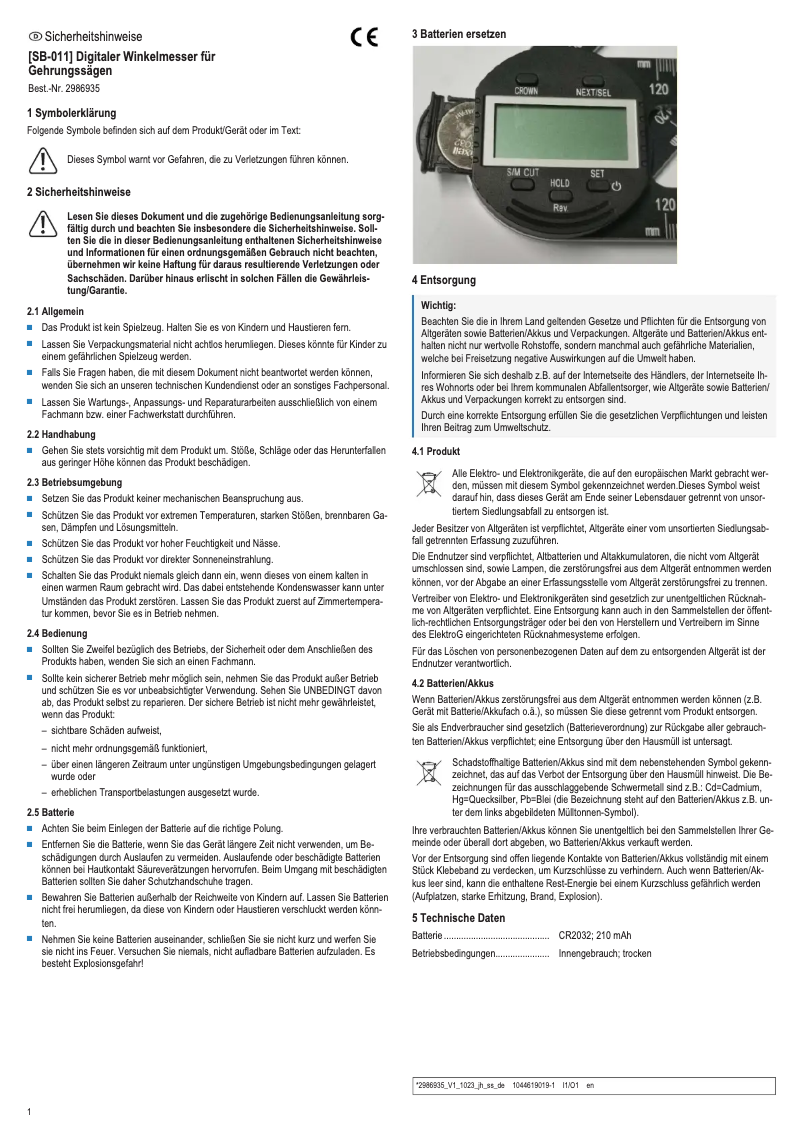 Page n°1 - Manuel utilisateur Dasqua SB-011