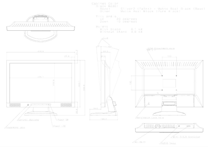Página 1 del manual Dibujo técnico NEC AccuSync LCD203WM