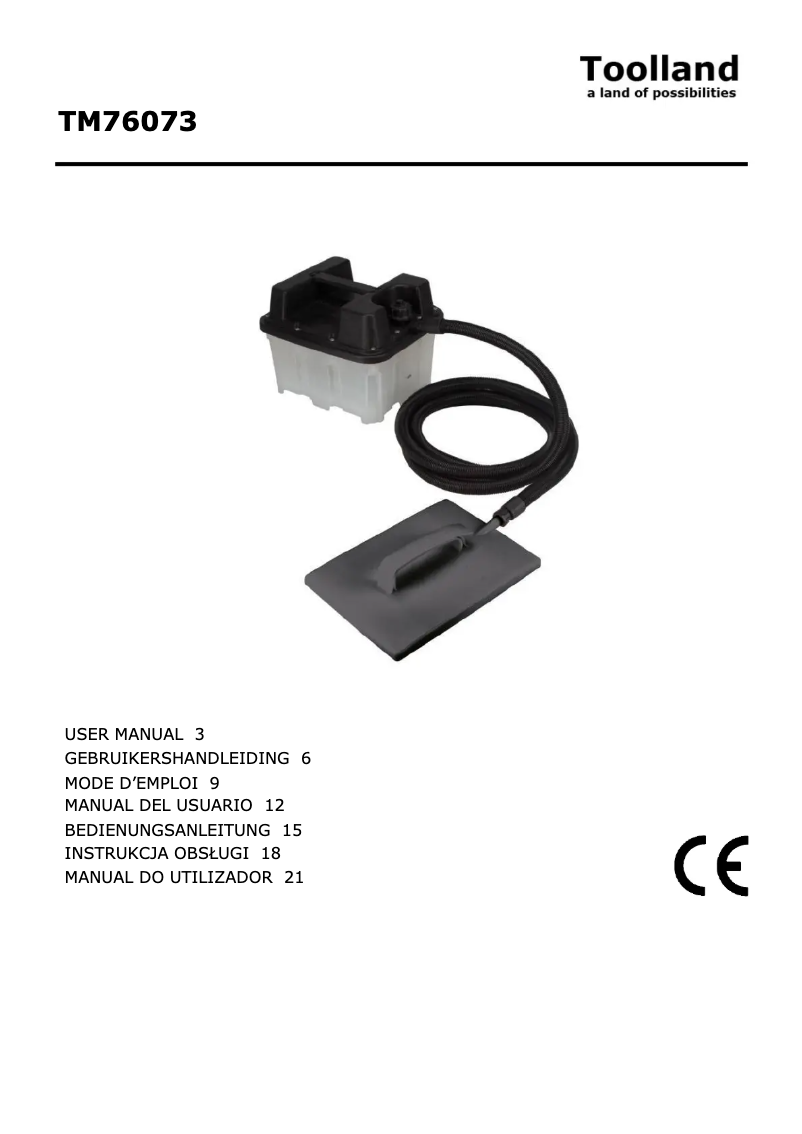 Page n°1 - Manuel utilisateur Toolland TM76073