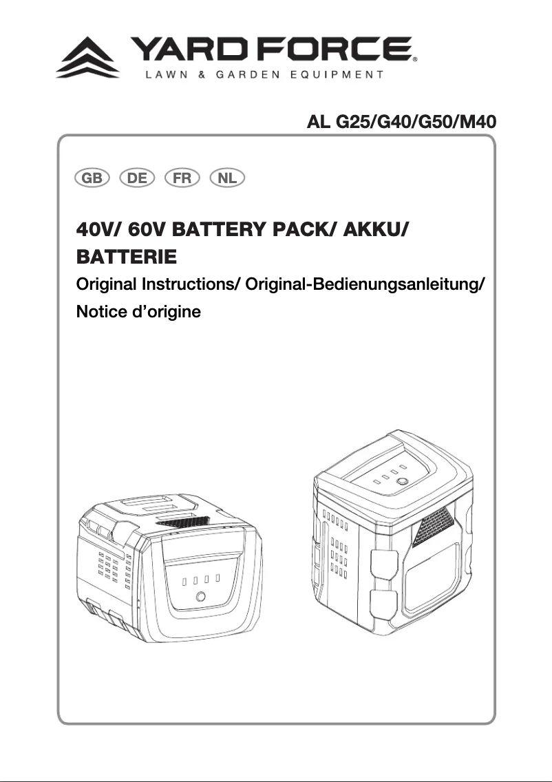 Page 1 de la notice Manuel utilisateur Yard Force AL M40