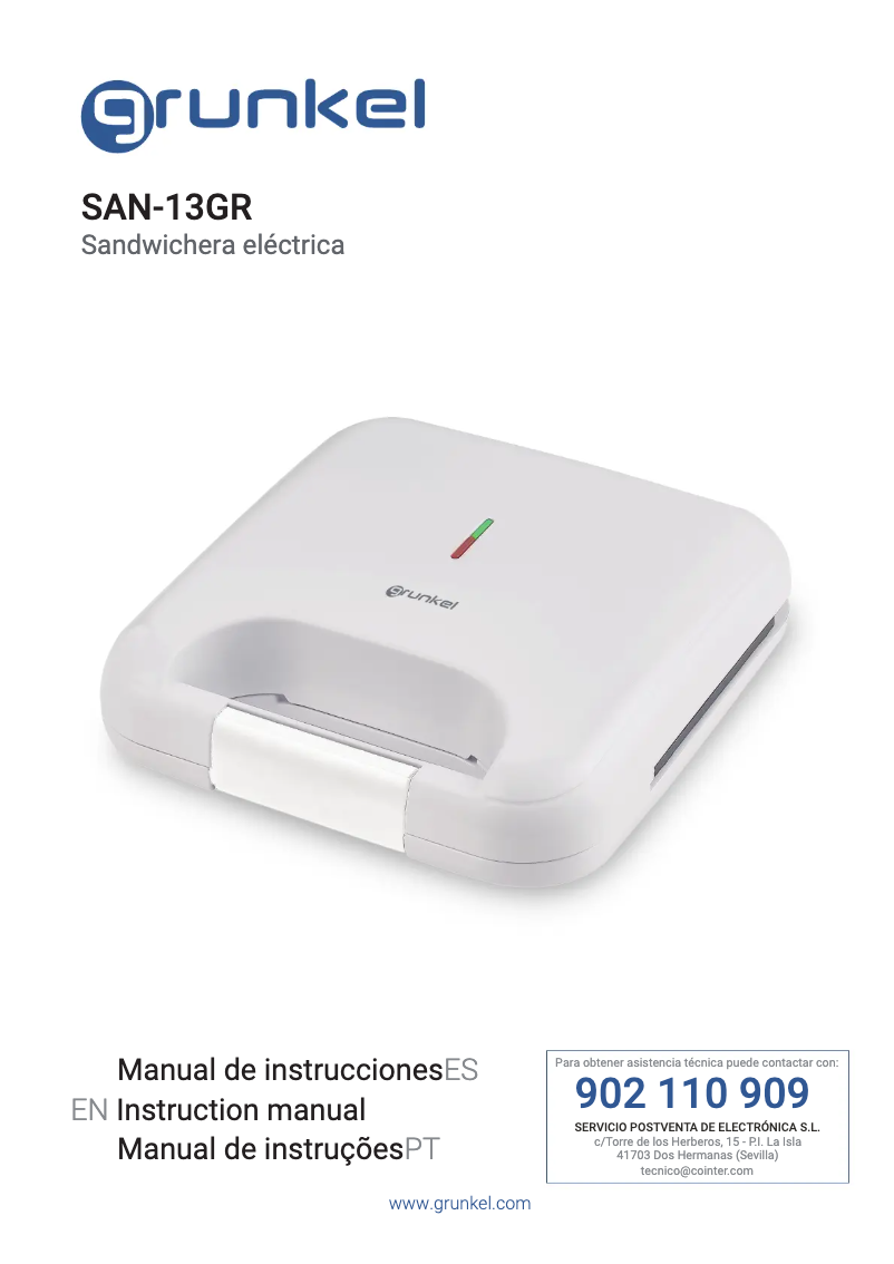 Page 1 de la notice Manuel utilisateur Grunkel SAN-13GR