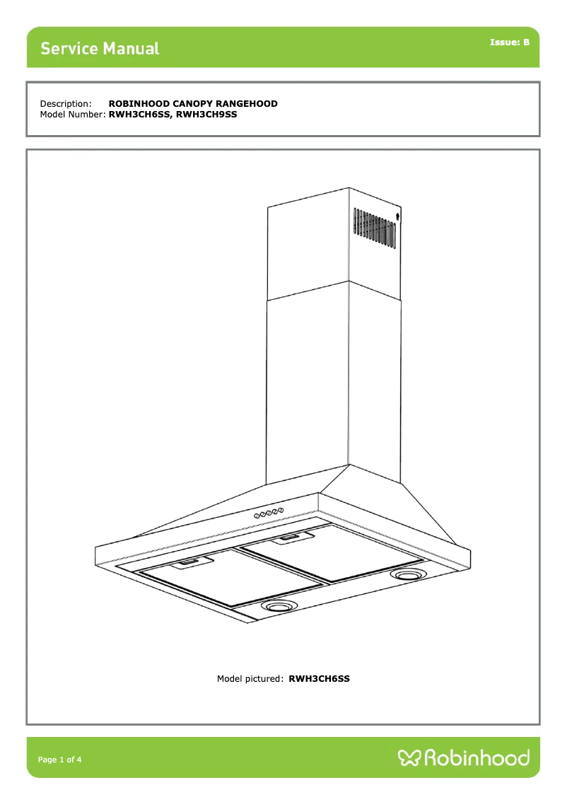 Página 1 del manual Ficha técnica Robinhood RWH3CH6SS