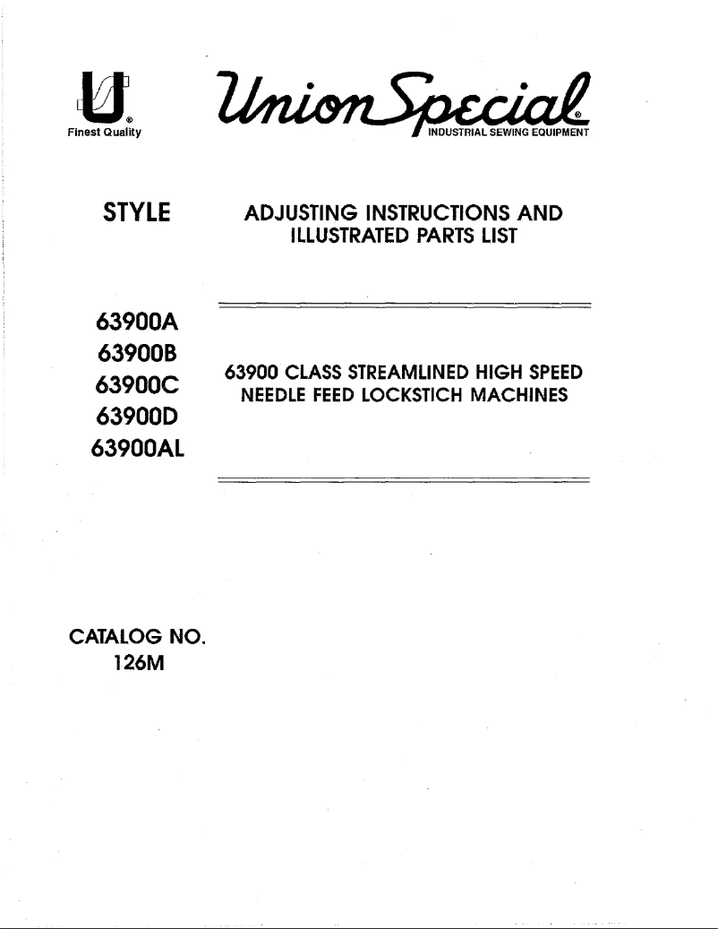 Page 1 de la notice Manuel utilisateur Union Special 63900D