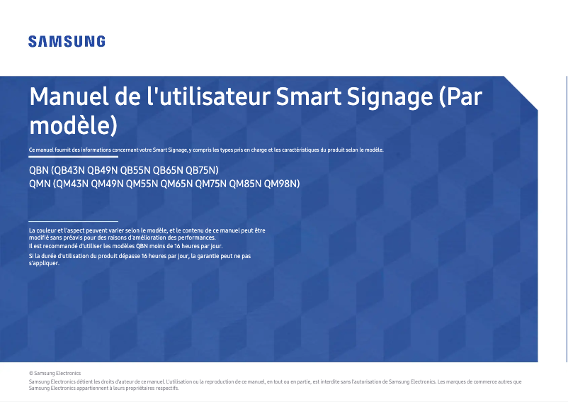 Page n°1 - Manuel utilisateur Samsung QM75N