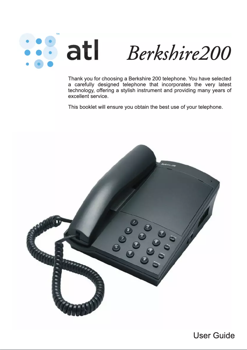Page n°1 - Manuel utilisateur ATL Berkshire 200