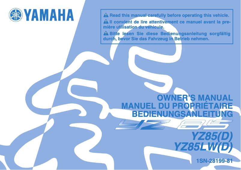 Image de la première page du manuel de l'appareil YZ85