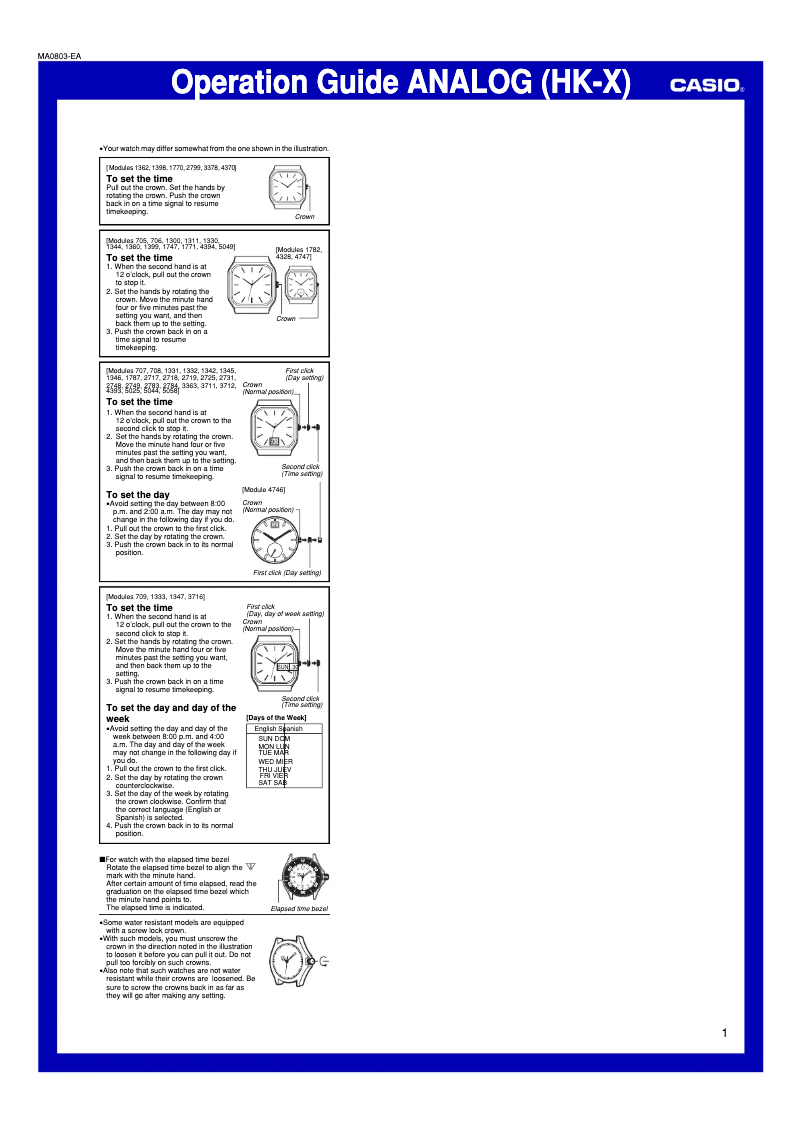 Page 1 de la notice Manuel utilisateur Casio Collection MTP-1290D-1A2VEF