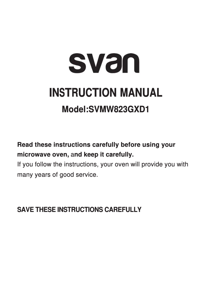 Page 1 de la notice Manuel utilisateur SVAN SVMW823GXD1