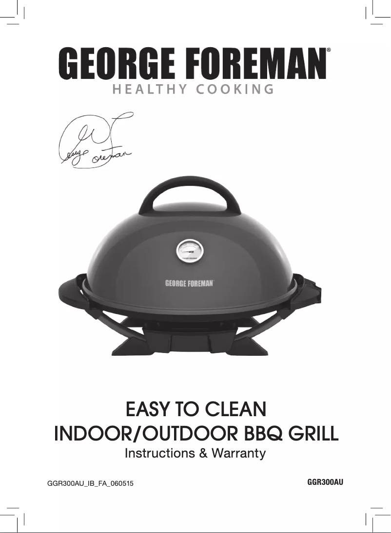 Page 1 de la notice Manuel utilisateur George Foreman GGR300AU