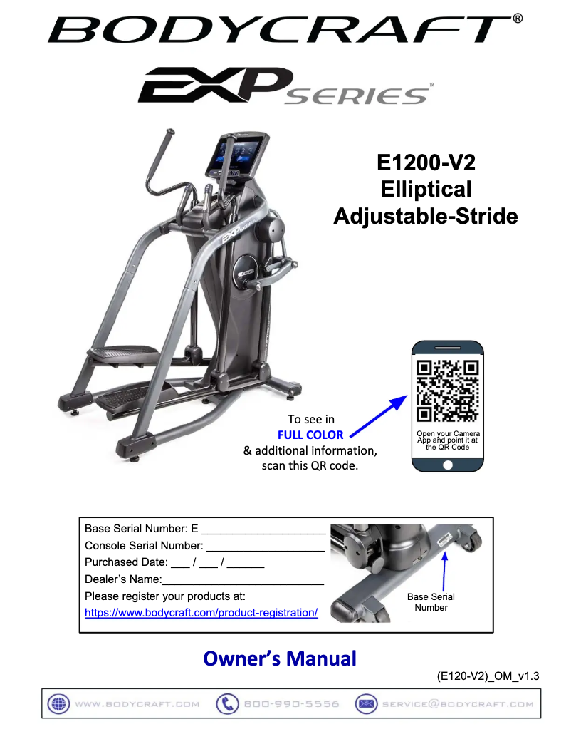 Page 1 de la notice Manuel utilisateur BodyCraft E1200