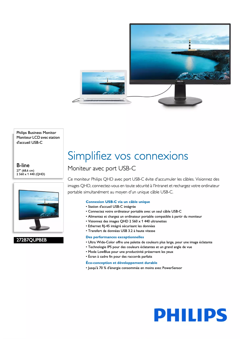 Image de la première page du manuel de l'appareil B Line 272B7QUPBEB