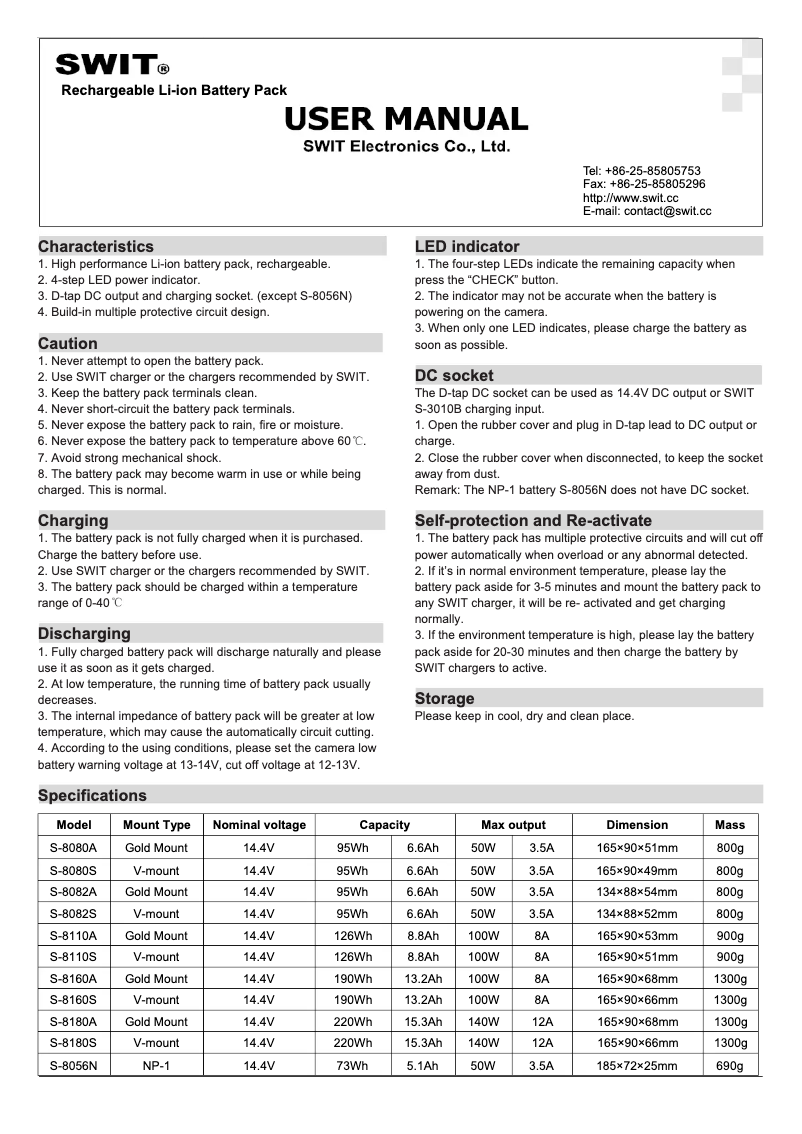 Image de la première page du manuel de l'appareil S-8082A